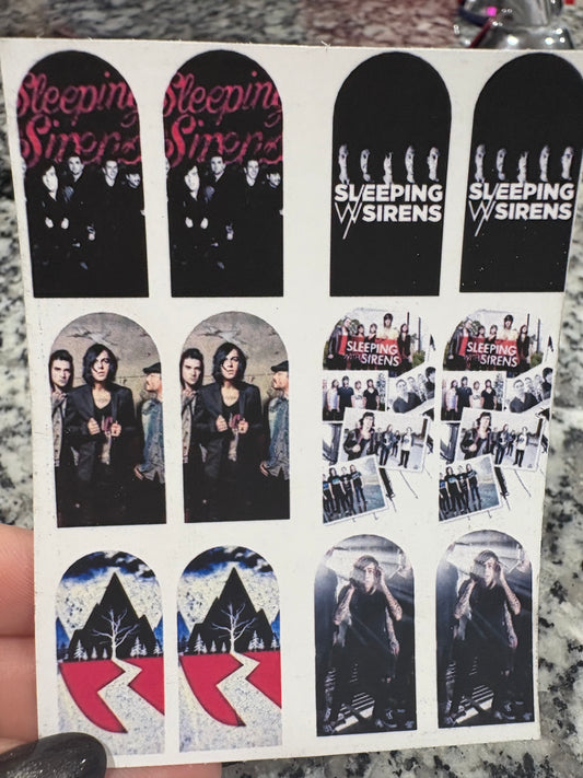 Sleeping with Sirens (waterslide) Nail Art decals