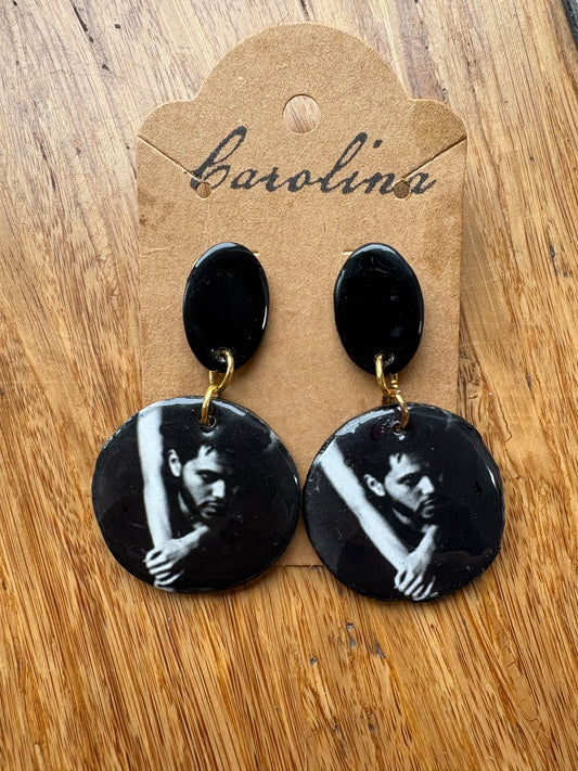 Black THE WEEKND resin earrings (handmade)