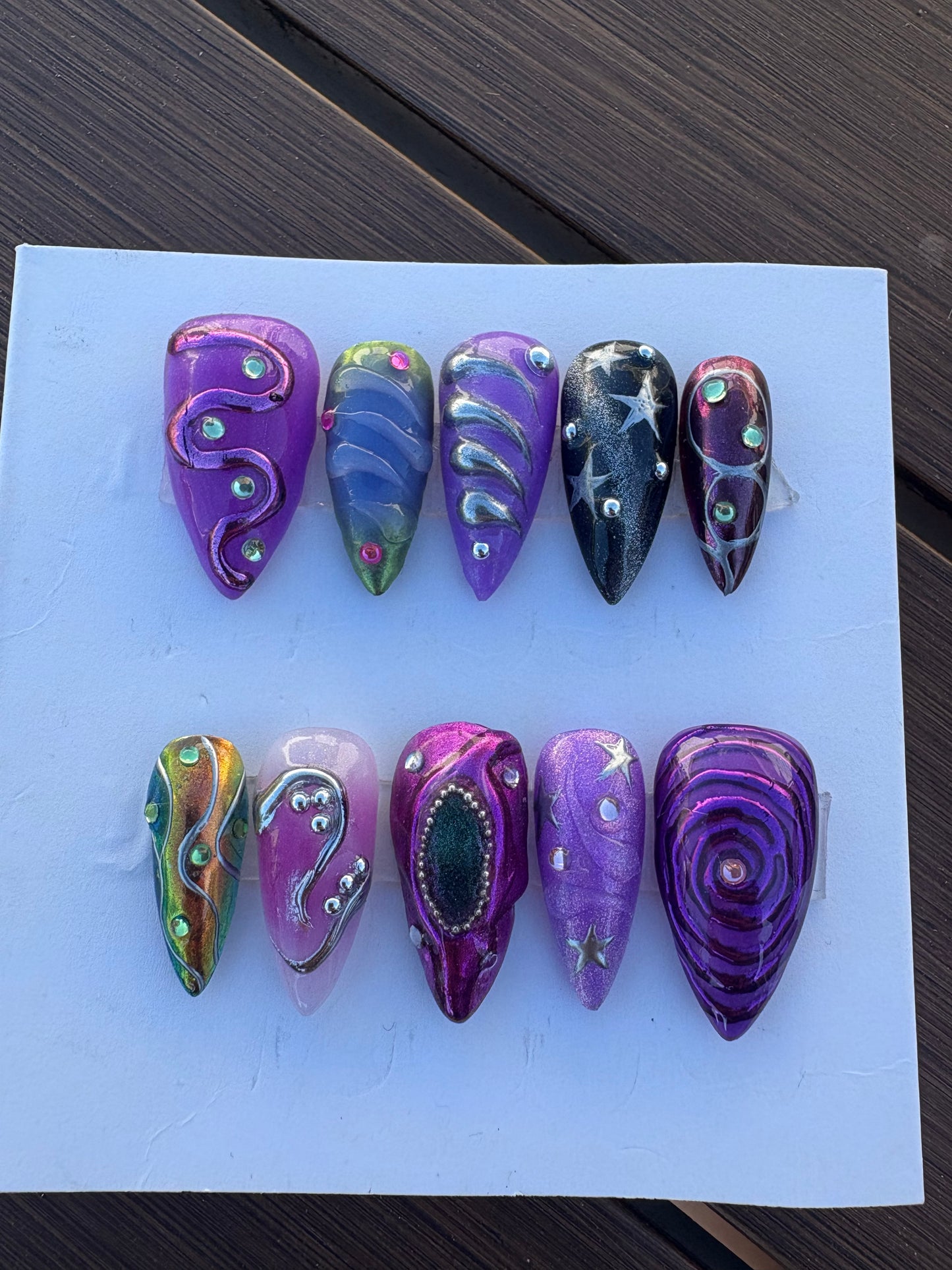 "All day I Dream" Press on Nail Set /Stilleto Medium (SIZE M)