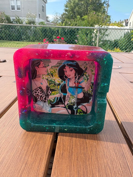 Pocahontas & Princess Jasmine RESIN ashtray (handmade)