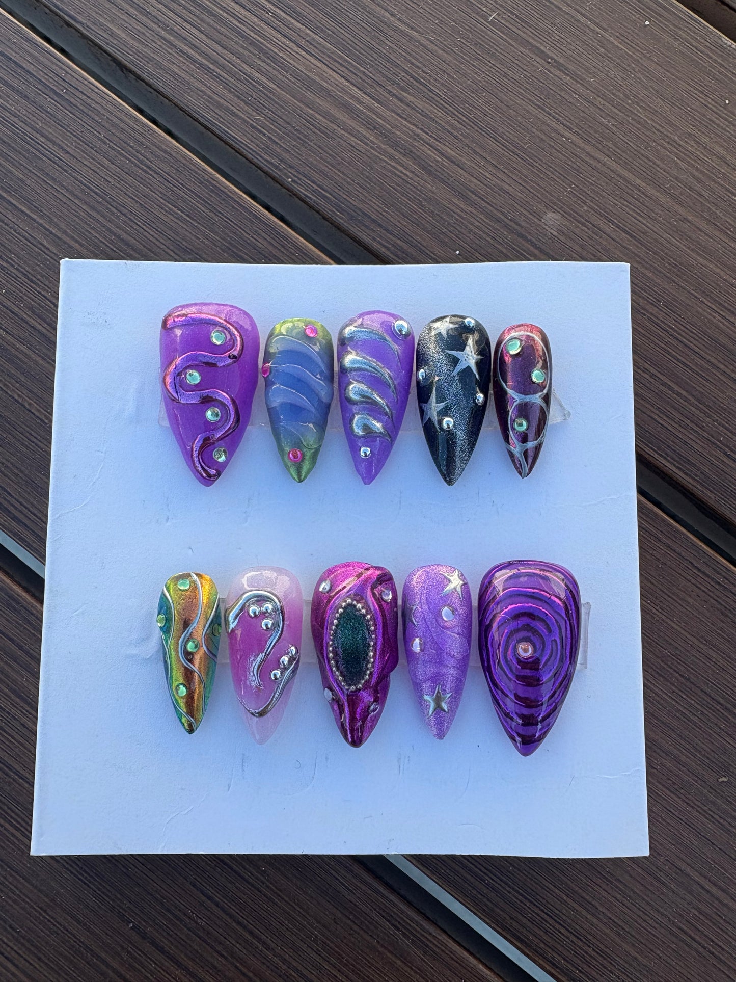 "All day I Dream" Press on Nail Set /Stilleto Medium (SIZE M)