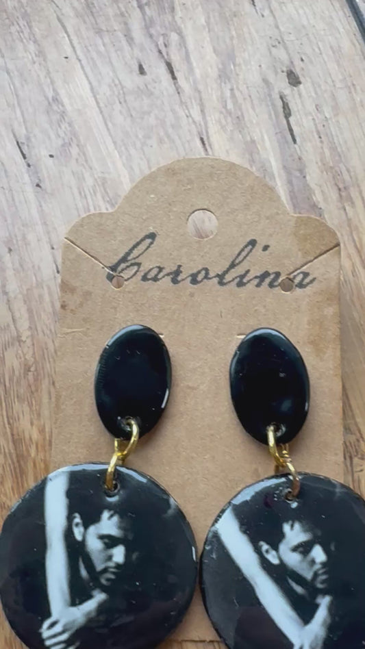 Black THE WEEKND resin earrings (handmade)